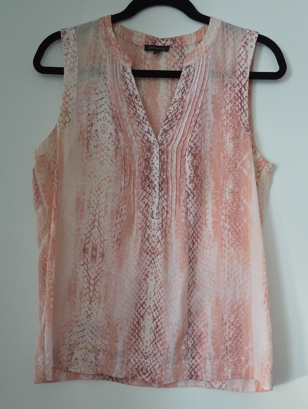 Dynamite Pink Snake-Print Sleeveless V-Neck Top